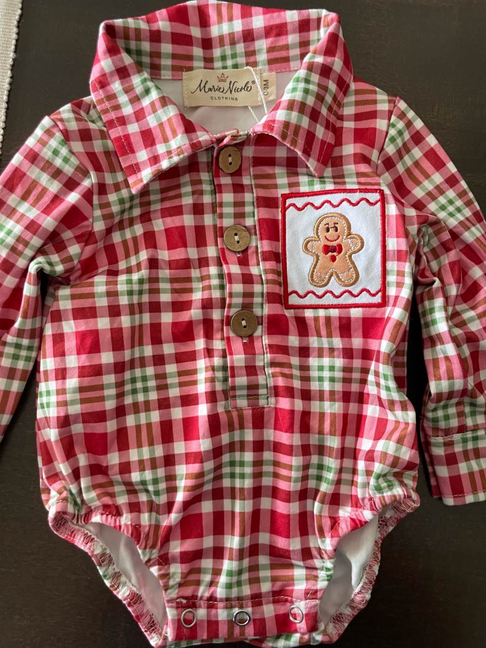 Marie Nicole Gingerbread Plaid Holiday Shirt